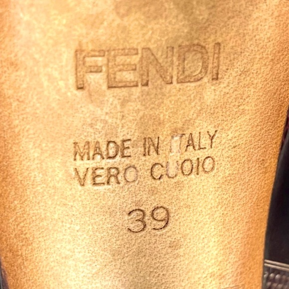 FENDI Peeptoe Platform Leather Oxford Ankle Boots - Picture 8 of 10